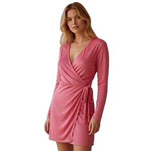 Asos Design Pink Faux Wrap Dress Size 4